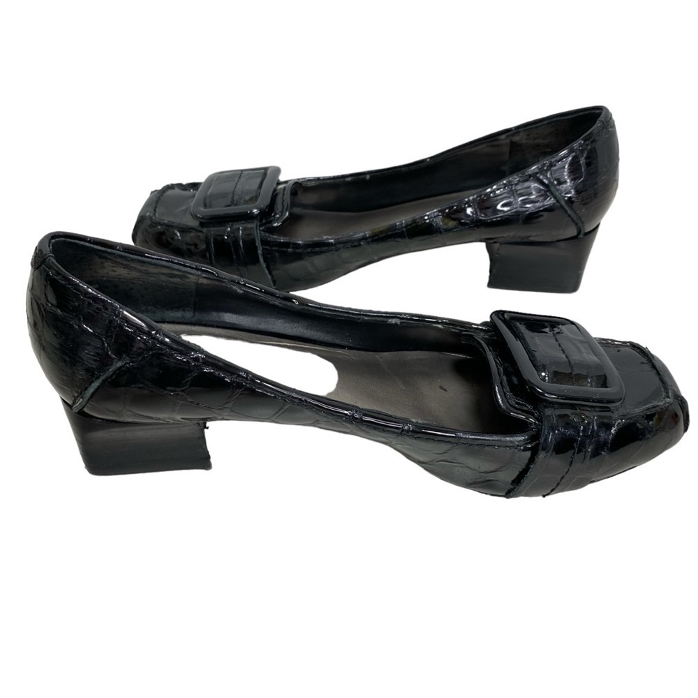 Nine West Black Patent Croc Print Heeled Loafer - 6.5 China - Picture 8 of 12